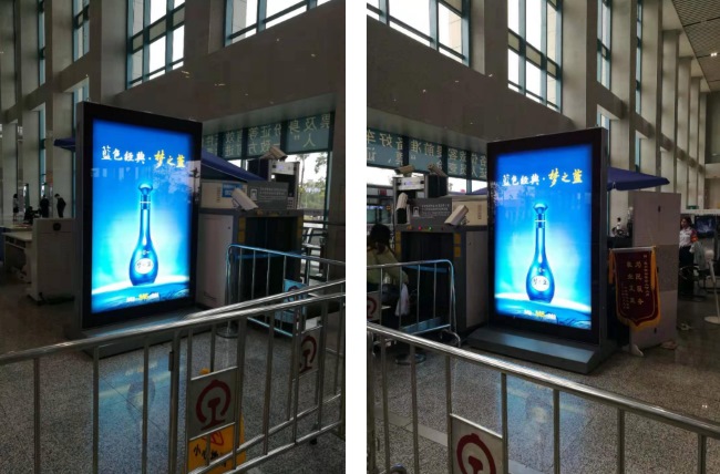 惠州南高鐵站進站安檢閘機口廣告，惠州南站大屏廣告價格